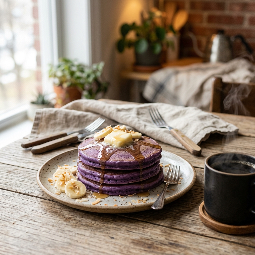 Freshly Made Ube Pancakes