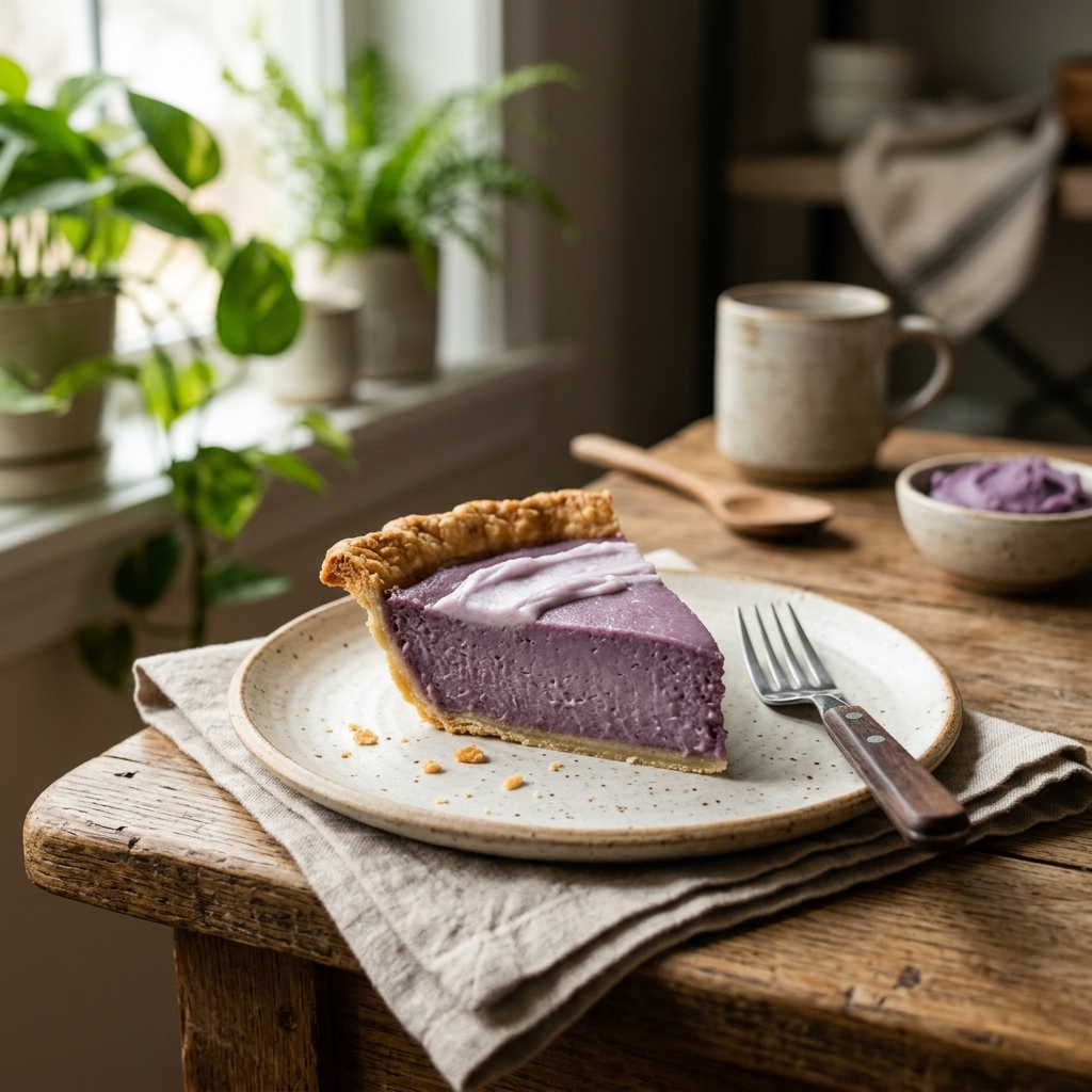 Slice of Ube Cheesecake